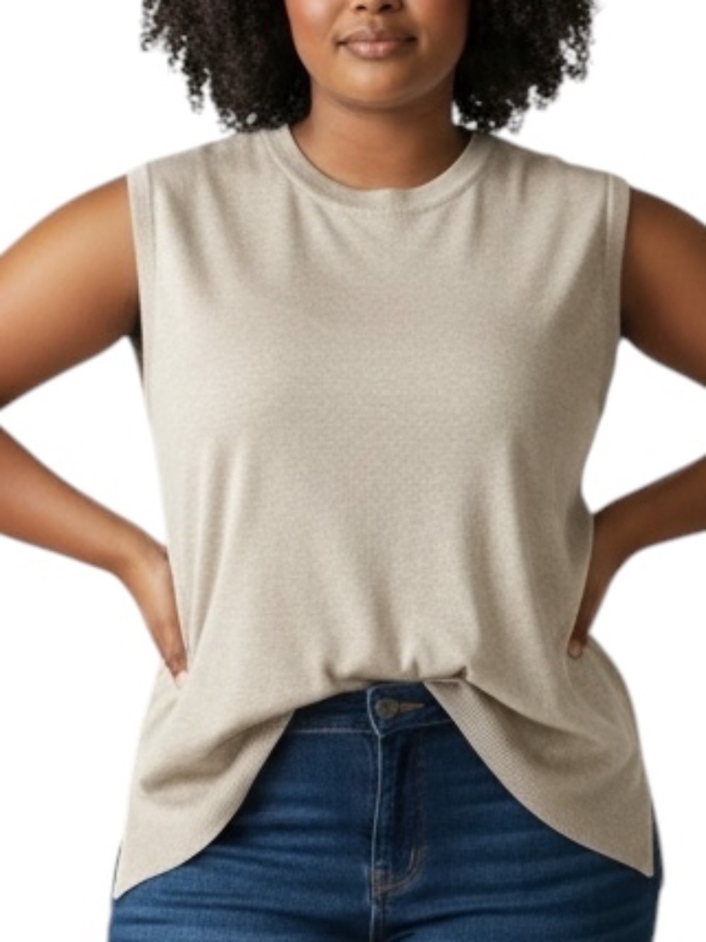 Pact Organic Sweater Vest Sz XXL In Beige Tan Crewneck Sleeveless Oversized Fit